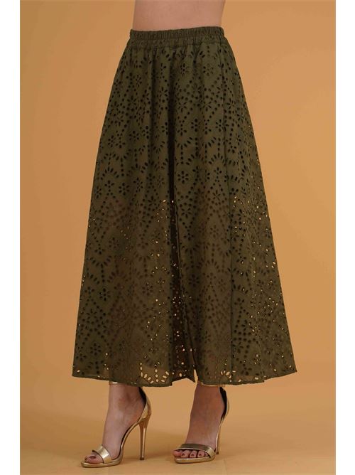 Gonna in pizzo san gallo Clips | G1029751VERDE MILITARE